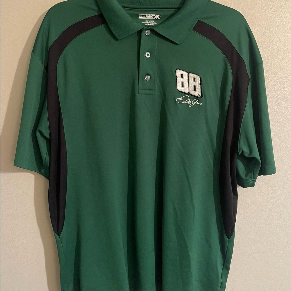 Nascar Dale Earnhardt Jr Green and Black Polo Shirt with Athletic Design